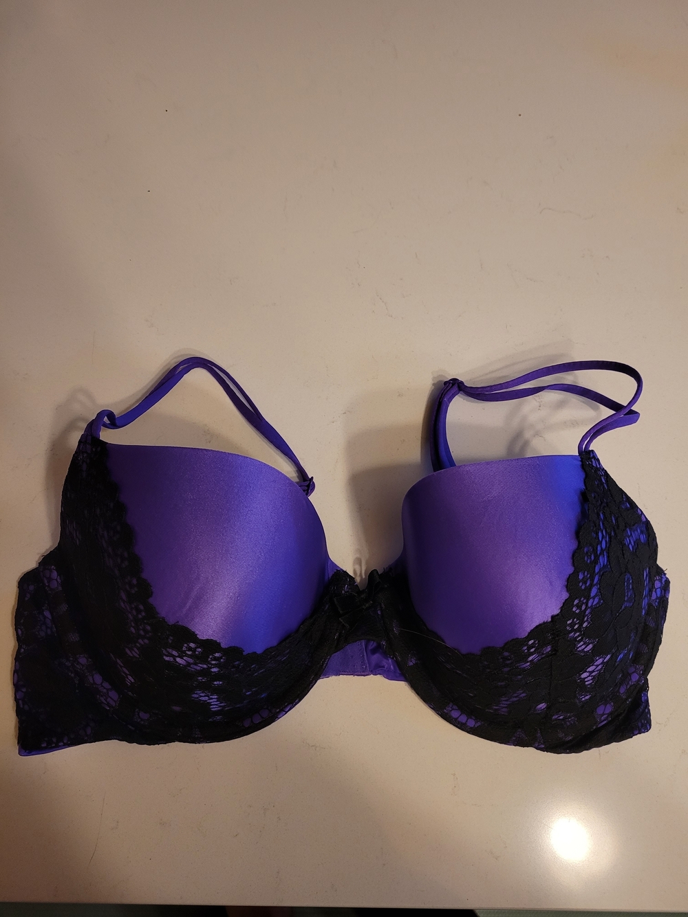 Victoria's Secret Purple and Black Lace Push-Up Lined Demi Bra